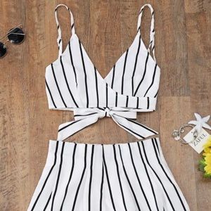 Striped two-piece romper